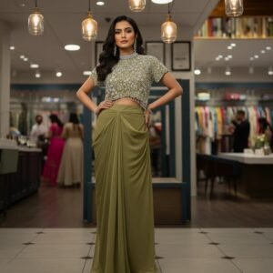 Emerald Mist Drape Gown