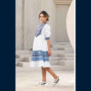 Blue Mosiac 3/4 Midi Dress