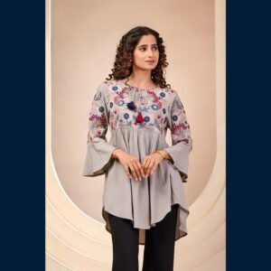 Grey Elegant Embroidered Tunic