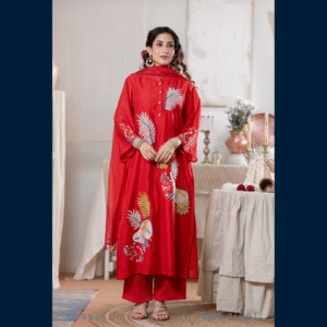 Scarlet Bloom Luxe Embroidered Kurta Set