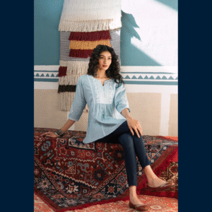 Serene Mist Peplum Top