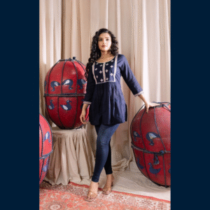 Midnight Blossom Peplum Top