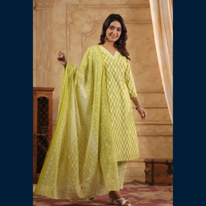 Lime Breeze Printed Suit Set