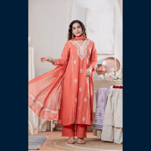 Peach Bloom Elegance Kurta Set
