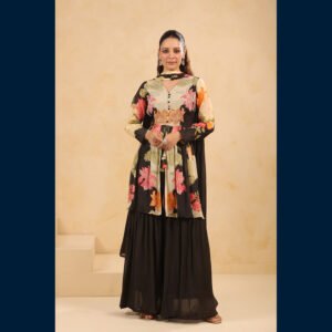 Midnight Bloom Sharara Set