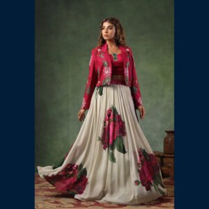 Crimson Bloom Jacket Lehenga Set