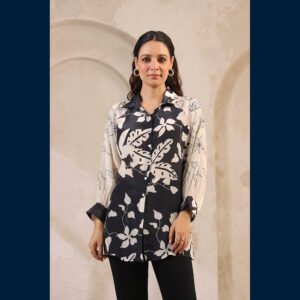 Noir Blossom Shirt Tunic