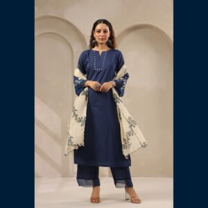 Midnight Navy Blue Grace Embroidered Set