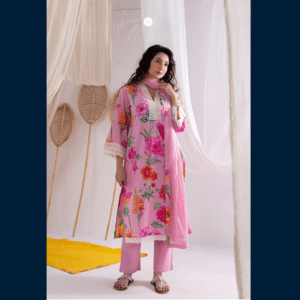 Pink Floral Kurta Set