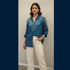 Indigo blue Ethnic Print Shirt
