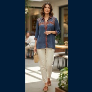 Indigo Ethnic Printed Shirt