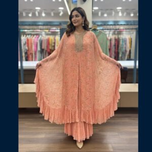 Printed Cape-Style Palazzo Set