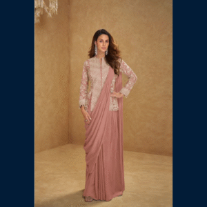 Lilac Mauve Mirza Embroidered Drape Set