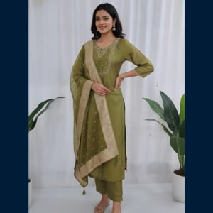 Olive Green Kurta Set with Dupatta