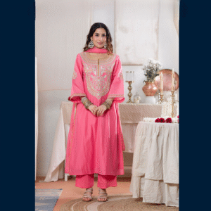 Straight Pink Kurta Set with Dupatta