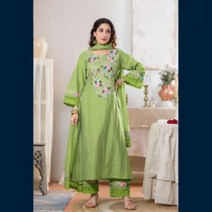Green Anarkali Kurta Set with Dupatta