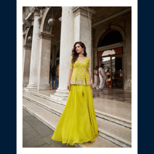 Lime Zest Embroidered Palazzo Set