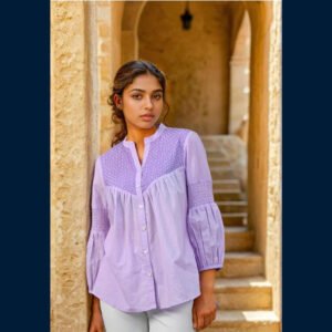 Lilac Smocked Yoke Top