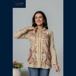 Elegant Embroidered Beige Shirt