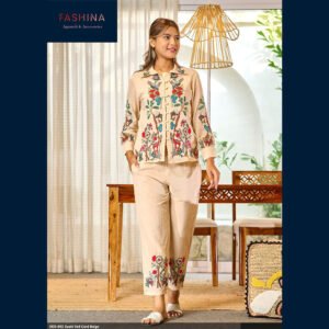 Sushi Voil Beige Embroidered Co-Ord Set