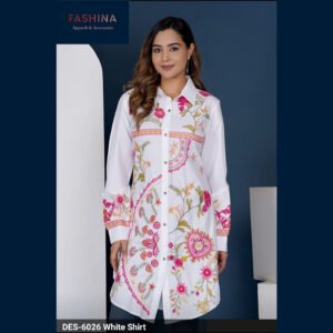 White Embroidered Viscose Shirt