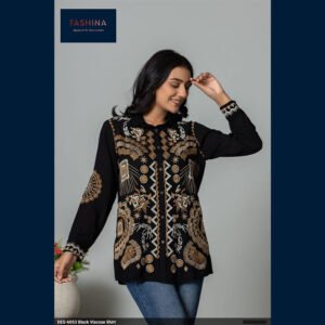 Black Embroidered Viscose Shirt