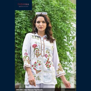 Lilac Embroidered Viscose Top