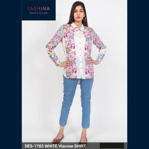 White Floral Printed Viscose Shirt
