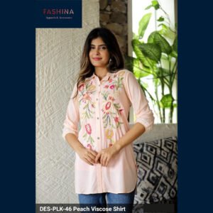 Peach Embroidered Viscose Shirt