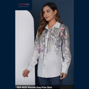 Grey Printed Viscose Shirt