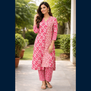Straight Red Kurta Set with Dupatta