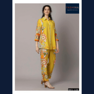 Mustard Yellow Printed Viscose Co-Ord Set
