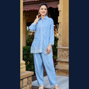 Sky Blue Lace Co-ord Set