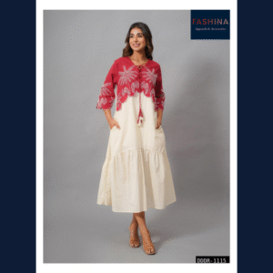 Crimson Ivory Embroidered Dress