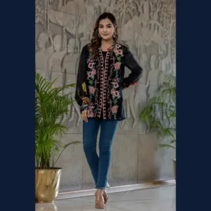 Black Floral Printed Top