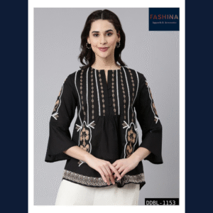 Midnight Noir Embroidered Top