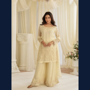 Ivory Embroidered Palazzo Set