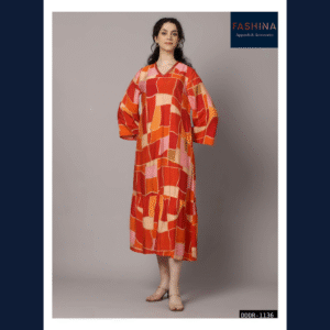 Abstract Print Viscose Midi Dress