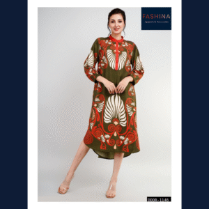 Heritage Motif Olive Midi Dress