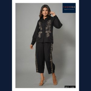 Midnight Bloom Embroidered Co-Ord Set