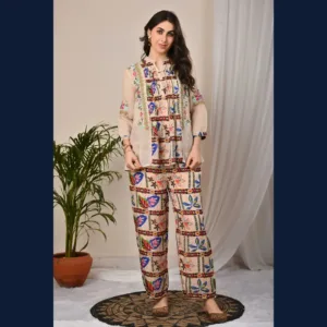 Beige Multicolor Printed Co-ord Set