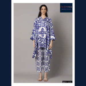 Blue & White Viscose Co-Ord Set