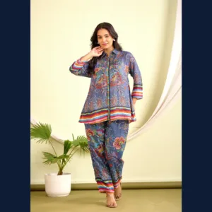 Blue Floral Printed Co-ord Set