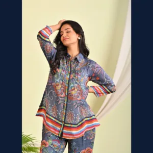 Blue Floral Printed Shirt