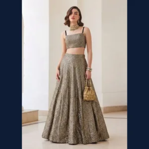 Noir Gold Chevron Lehenga