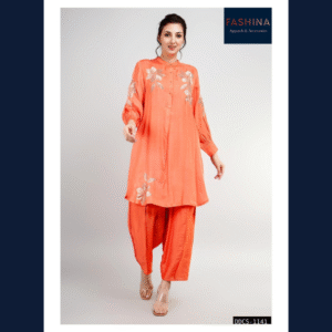Coral Embroidered Kurta Set