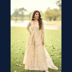 Champagne Luxe Embroidered Plazzo Set