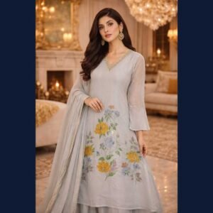 Pearl Floral Embroidered Kurta Set