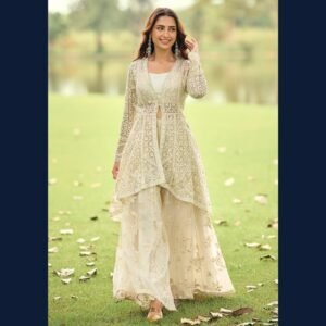 Champagne Grace Embroidered Plazzo Set