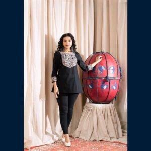 Noir Tribal Embroidered Top